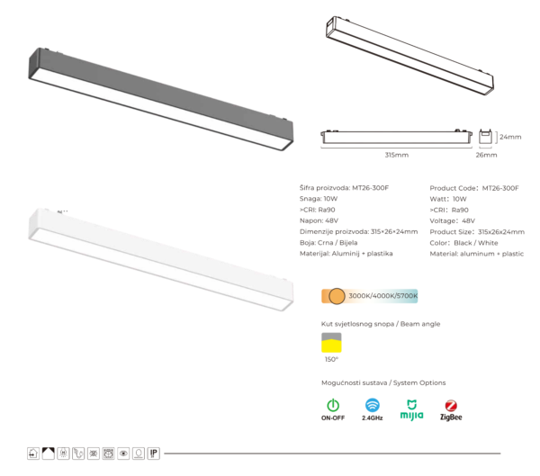 Magnetic difuzna svjetiljka 10W LUXO 31cm