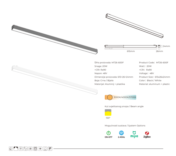 Magnetic difuzna svjetiljka 20W LUXO 61cm