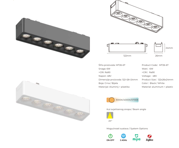 Magnetic zglobna točkasta svjetiljka 6W LUXO